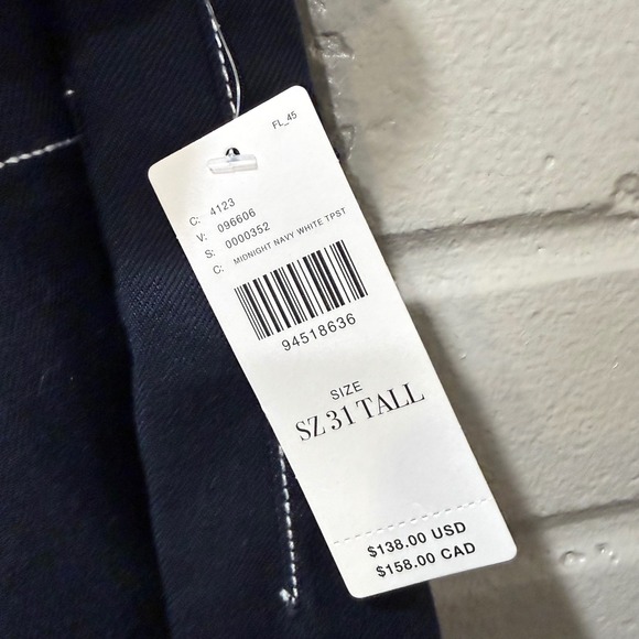 Maeve Colette Wide Leg Linen Blend Pants Crop Contrast Stitch Navy NWT 31 Tall - Picture 11 of 16